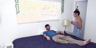 Gianna Dior blows her nerdy stepbrother and rides his hard cock