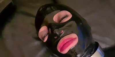 Slave In Black Latex Stretched Holes, Enema And Orgasm