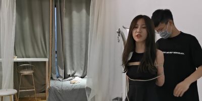 Chinese Black Dress Teen Bondage