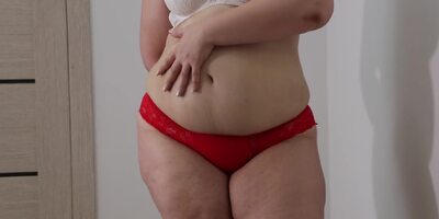 Bbw Shakes Stuffed Belly And Fat Ass In Panties. Fetish