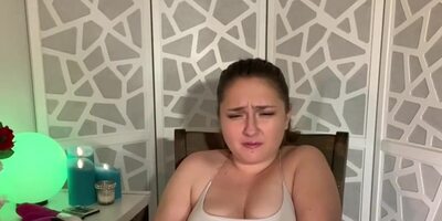 Plump damsel is fapping while witnessing animation pornography and bellowing from enjoyment during an ejaculation