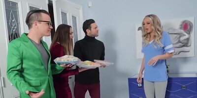 Girl scares guests off and gets humped by the brave guy