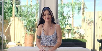 Sexy big-assed brunette fucks a guy to get the job