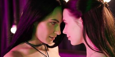 Beautiful petite brunettes in love