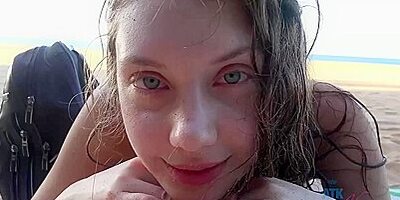 Elena Pees On The Beach And Sucks Your Cock Too With Elena Koshka