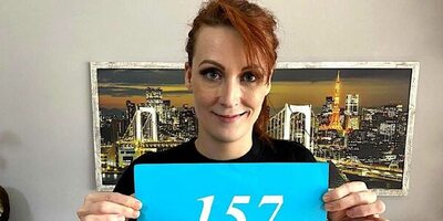 Delicious carrot top nibbles on cock