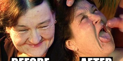 Very old granny didn't know cum on her face
