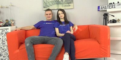 A horny guy wants to show off a new girlfriend