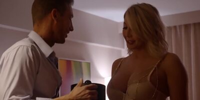 Man cheats on wife with classy blonde pornstar