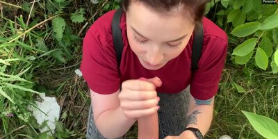 Public Outdoor Blowjob With Creampie From Shy Girl In The Bushes