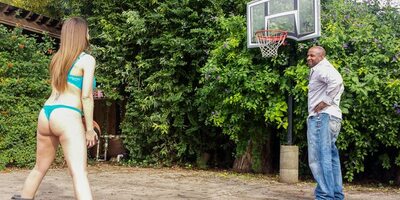 Petite brunette stretched out