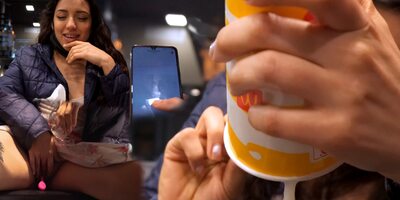 Latina loves McDonald's Ice cream with cum on it and a toy inside her