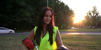 For cash busty criminal rides hard cock in the forest