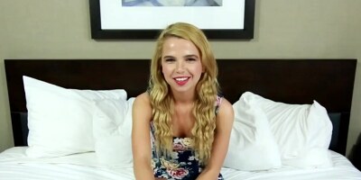 Blonde cutie has her tight pussy drilled at audition