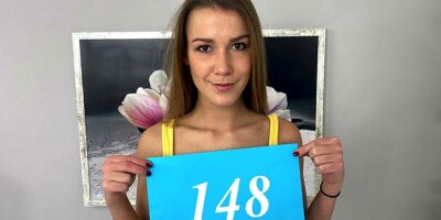 Amazing brunette at porn casting