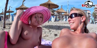 German Teen anal pick up at beach for threesome ffm