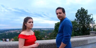 Czech coed fucked from behind in front of stepdad