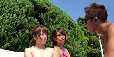 色白巨乳の歯科助手さんをプールでナンパしてホテインセックス開始