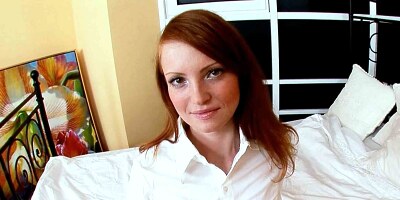 Freckled Ginger Teen Kate get Asshole Fucked and taste Sperm