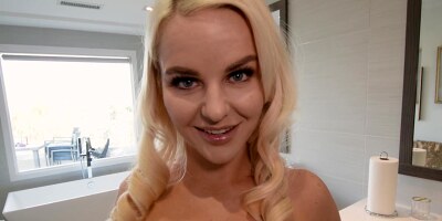 Perfect Slimthick Vic with big boobs has sex with son's friend in the bathroom