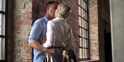 Blonde cutie blows and anally fuck in the elevator