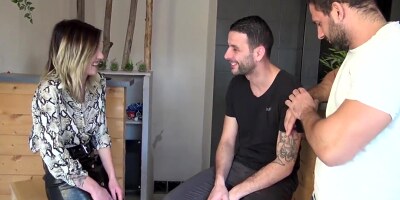 French Young Slut In Black Stockings Has Slut Threesome Dp