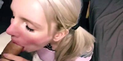 Ponytailed blondie honey is blowing her classmate's rock rock-hard fuckpole and hoping to lick some new jizm