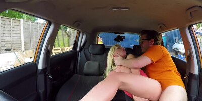 Whorish UK chick with silicone boobs seduced her driving instructor