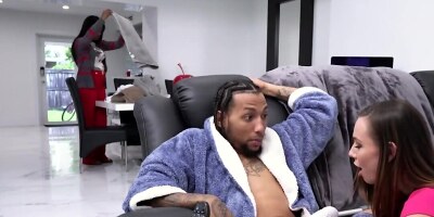 Shameless wench seduces her black BF on sex when mom is at home