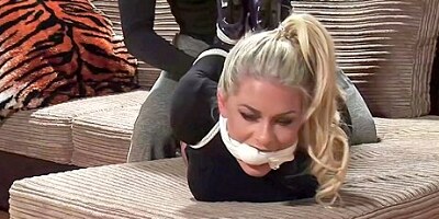 Bratty Stuck Up Blonde Tied In Her Leather Pants And Spanke