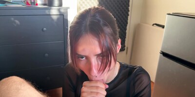 Slut Sucks And Deep Throats Roomates Dick (pov Cum In Mouth) - Babyminx333