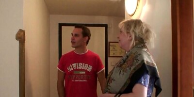 Blonde hooks up with her landlord's stepson