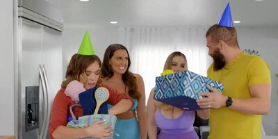 Bearded stud cheats on GF with two lesbian roommates