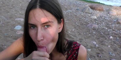 Pov Beautiful Teen Sucks Cock On Public Beach