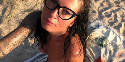 Lustful Bitch Sucks Strangers Dick On The Beach. Then He Cums In Her Pretty Ass. Pov. Badtaha Anal