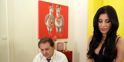 Lilly Bella fucks with another man in front of cuckold husband