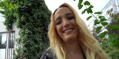 Cute blonde Anna Khara rides cock POV for money