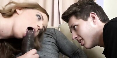 Slutty housewife gets banged by a BBC in front of her husband