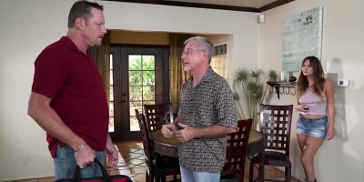 Experienced plumber seduced by old friend's curvy stepdaughter