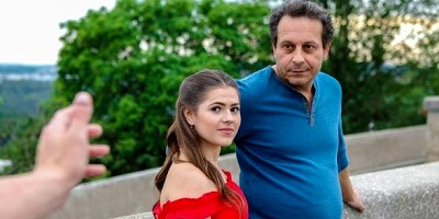 HUNT4K. Naughty Chick in Bright Dress Sucks Dick and Gets Nailed by Stranger for Money