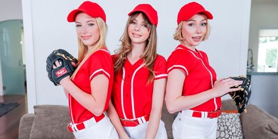 Teenage baseball players share a thick dick in a foursome
