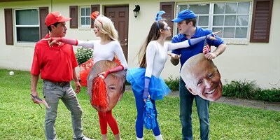 Teen Neighbors Swap & Fuck Dad to Vote Red & Blue