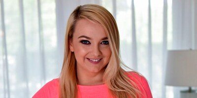 Big assed blonde takes a fat rod up her mouth and pussy