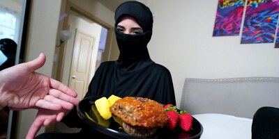 Busty Latina strips off hijab and fucks a big dick in POV