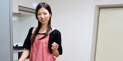 Adorable Japanese doll gets bent over the counter and fucked doggystyle