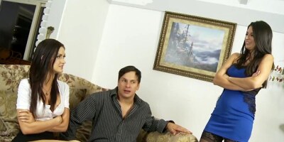 Step-Daughter and Mom Horny for Same Cock