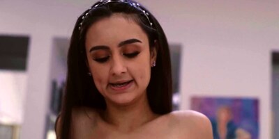 Man fucks slender babe with perky boobs in the bedroom