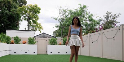 Hotties girlfriends Leana Lovings and Bianca Bangs caress each other's pussies