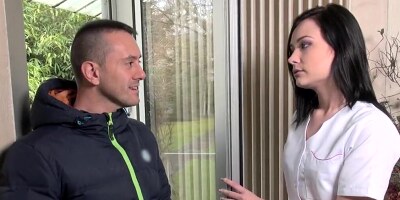 Slim French brunette fucked hard by her neighbor