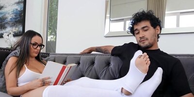 Busty brunette seduces BF with help of her old socks